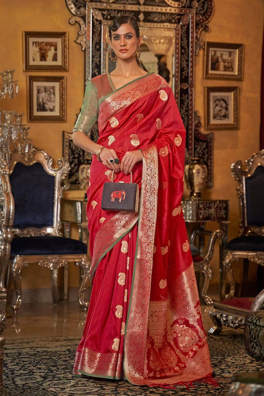 Rossa Corsa Red Silk Saree