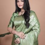 Green Banarasi Silk Saree with Traditional Zari Work and Tassel Detailing – Perfect for Weddings, Festive Occasions, and Parties