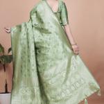 Green Banarasi Silk Saree with Traditional Zari Work and Tassel Detailing – Perfect for Weddings, Festive Occasions, and Parties