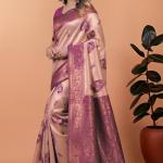 Stylish Pink and Purple Silk Saree with Golden Zari Work – Perfect for Special Occasions and Festivities