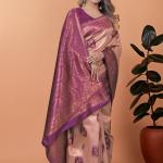 Stylish Pink and Purple Silk Saree with Golden Zari Work – Perfect for Special Occasions and Festivities