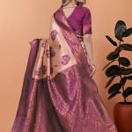 Stylish Pink and Purple Silk Saree with Golden Zari Work – Perfect for Special Occasions and Festivities
