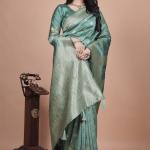 Green Silk Saree with Intricate Peacock Zari Work – Traditional Banarasi Design for Weddings & Festive Occasions