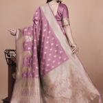Classic Purple Banarasi Silk Saree with Gold Zari and Peacock Motif for Festive Wear
