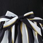 Girls Black Ruffle Sleeve Top with Striped Skirt