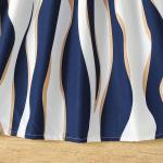 Girls Navy Blue Party Wear Dress with Printed Flared Skirt