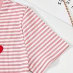 Girls Pink & White Striped Ribbed Bodycon Dress