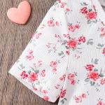 Girls White Floral Printed Ruched Bodycon Dress