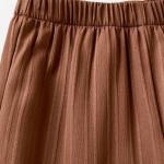 Girls Floral Printed Crop Top with Coffee Pleated Wide Leg Pants Co-Ord Set