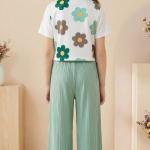 Trendy Crop Top with Mint Green Wide Leg Palazzo Pants