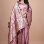 Elegant Pink Silk Saree with Silver Zari Work - Traditional Handwoven Indian Sari for Weddings, Festive Occasions & Parties
