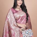 Elegant Pink Silk Saree with Silver Zari Work - Traditional Handwoven Indian Sari for Weddings, Festive Occasions & Parties