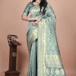 Elegant Green Silk Saree with Silver Zari Work - Handwoven Indian Sari for Weddings, Festivals & Special Occasions