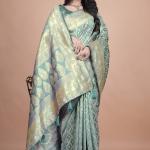 Elegant Green Silk Saree with Silver Zari Work - Handwoven Indian Sari for Weddings, Festivals & Special Occasions