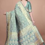 Elegant Green Silk Saree with Silver Zari Work - Handwoven Indian Sari for Weddings, Festivals & Special Occasions