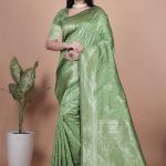 Beautiful Green Silk Saree with Rich Zari Work – Traditional Indian Wear for Women
