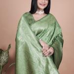 Beautiful Green Silk Saree with Rich Zari Work – Traditional Indian Wear for Women