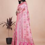 Luxurious Pink Silk Saree with Floral Zari Embroidery for Special Occasions