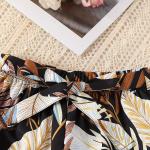 Girls Black Ribbed Sleeveless Crop Top & Tropical Leaf Print Pants Set