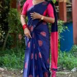 Dissemble Blue Soft Silk Saree With Chatoyant Blouse Piece