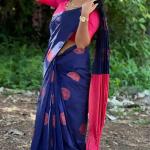 Dissemble Blue Soft Silk Saree With Chatoyant Blouse Piece