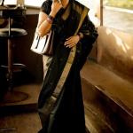 Surpassing Black Cotton Silk Saree With Classy Blouse Piece