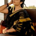 Surpassing Black Cotton Silk Saree With Classy Blouse Piece