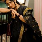 Surpassing Black Cotton Silk Saree With Classy Blouse Piece