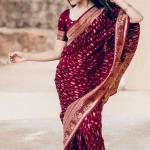 Dulcet Maroon Soft Silk Saree With Twirling Blouse Piece