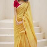 Refreshing Yellow Cotton Silk Saree With Posh Blouse Piece