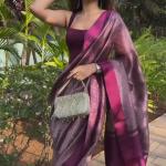 Surreptitious Purple Soft Silk Saree With Eloquence Blouse Piece