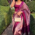 Surreptitious Purple Soft Silk Saree With Eloquence Blouse Piece