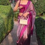 Surreptitious Purple Soft Silk Saree With Eloquence Blouse Piece