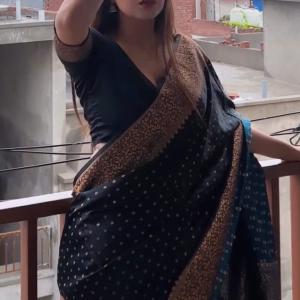 Jazzy Black Soft Silk Saree With Comely Blouse Piece