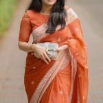Felicitous Orange Cotton Silk Saree With Proficient Blouse Piece