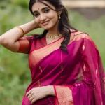 Most Flattering Dark Pink Linen Silk Saree With Desultory Blouse Piece