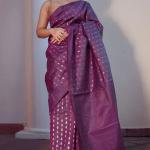 Resplendent Purple Soft Silk Saree With Quintessential Blouse Piece