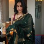 Glorious Dark Green Cotton Silk Saree With Proficient Blouse Piece