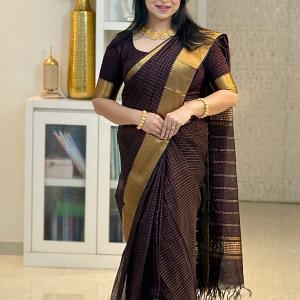 Incredible Brown Soft Silk Saree With Wonderful Blouse Piece