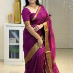Glowing Purple Soft Silk Saree With Embellished Blouse Piece