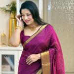 Glowing Purple Soft Silk Saree With Embellished Blouse Piece