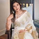 Symmetrical Beige Soft Silk Saree With Cynosure Blouse Piece