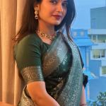 Petrichor Dark Green Soft Silk Saree With Embellished Blouse Piece