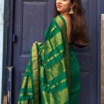 Unique Green Soft Silk Saree With Diaphanous Blouse Piece