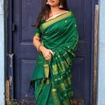 Unique Green Soft Silk Saree With Diaphanous Blouse Piece