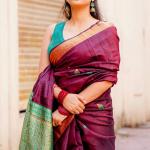 Stunning Wine Cotton Silk Saree With Palimpsest Blouse Piece