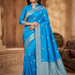 Unequalled Firozi Soft Silk Saree With Capricious Blouse Piece