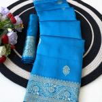 Unequalled Firozi Soft Silk Saree With Capricious Blouse Piece