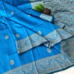 Unequalled Firozi Soft Silk Saree With Capricious Blouse Piece