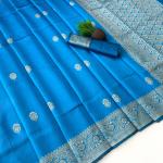 Unequalled Firozi Soft Silk Saree With Capricious Blouse Piece